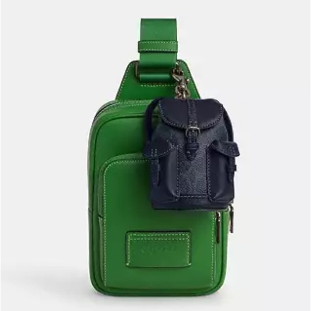 Coach Mini Warner Backpack Bag Charm- Gunmetal/Denim/Midnight Navy